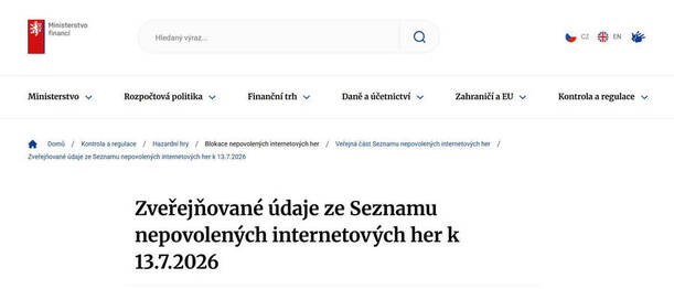 Ministerstvo financí ČR: Blacklist