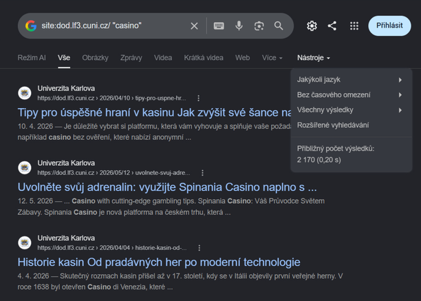 výsledky vyhledávání Google pro dod.lf3.cuni.cz s&nbsp;hazardním obsahem